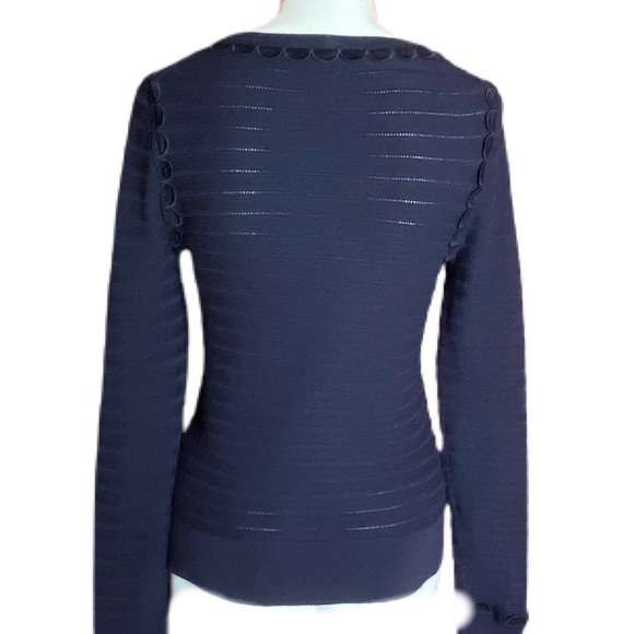 Ann Taylor Navy Silk Blend Sweater Scallop Detail Size S - Picture 4 of 8